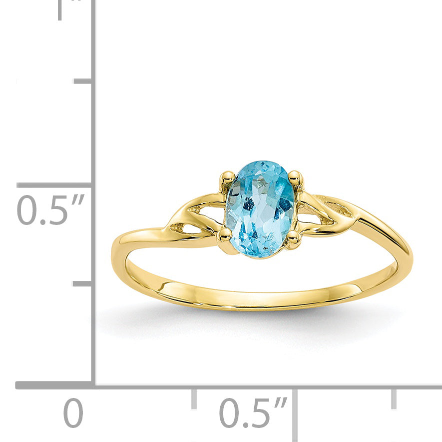 10k Polished Genuine Blue Topaz Birthstone Ring