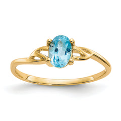 10k Polished Genuine Blue Topaz Birthstone Ring