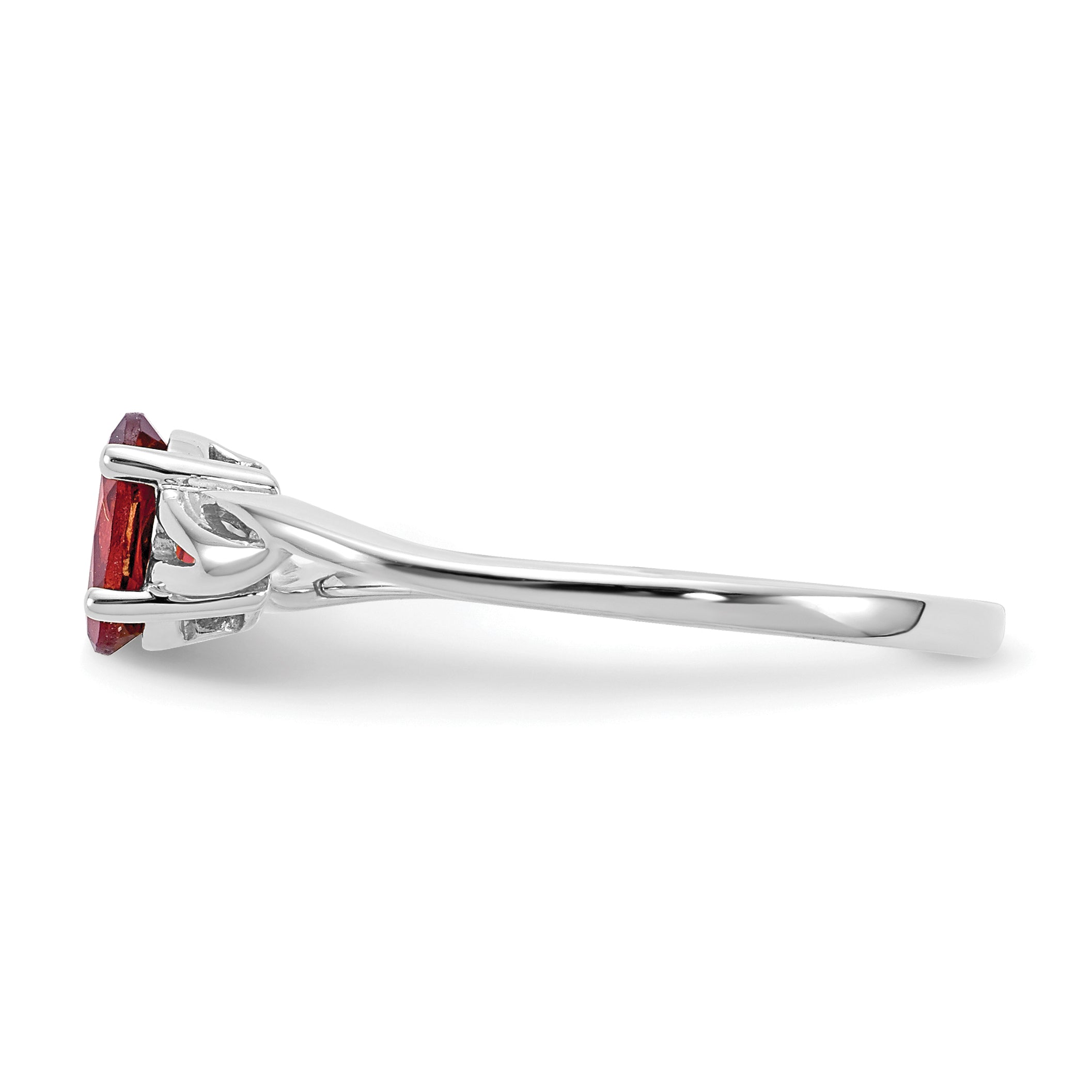 10 Karat White Gold Polished Genuine Garnet Birthstone Ring - View 3