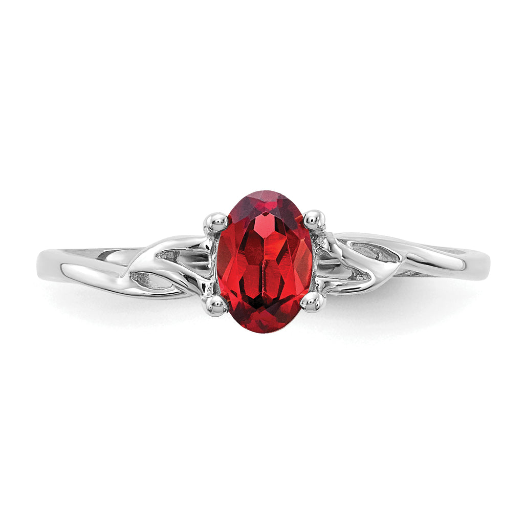 10 Karat White Gold Polished Genuine Garnet Birthstone Ring - View 4