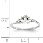 10k White Gold Polished Genuine White Topaz Birthstone Ring