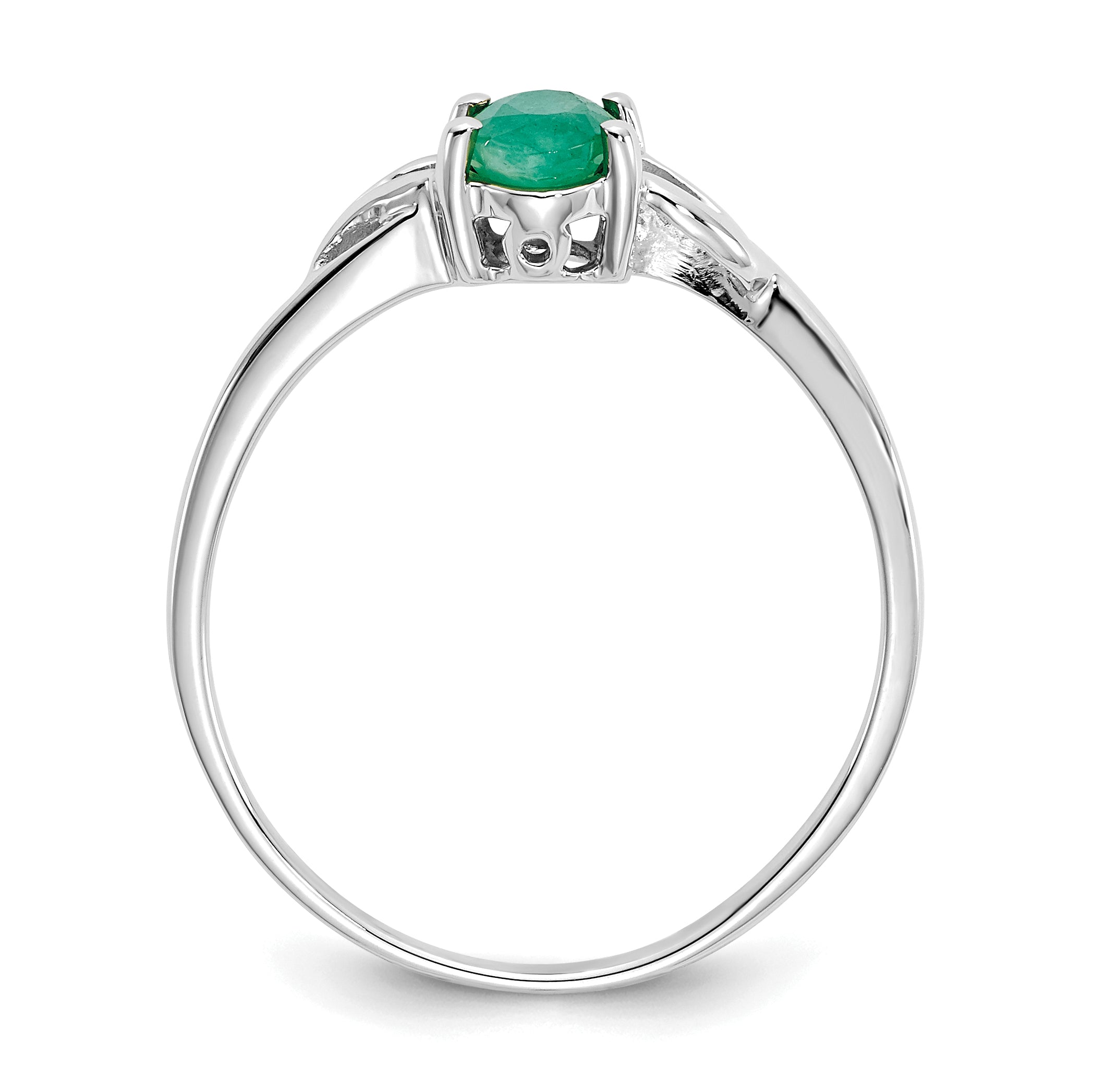 10k White Gold Polished Genuine Emerald Birthstone Ring Secondary image