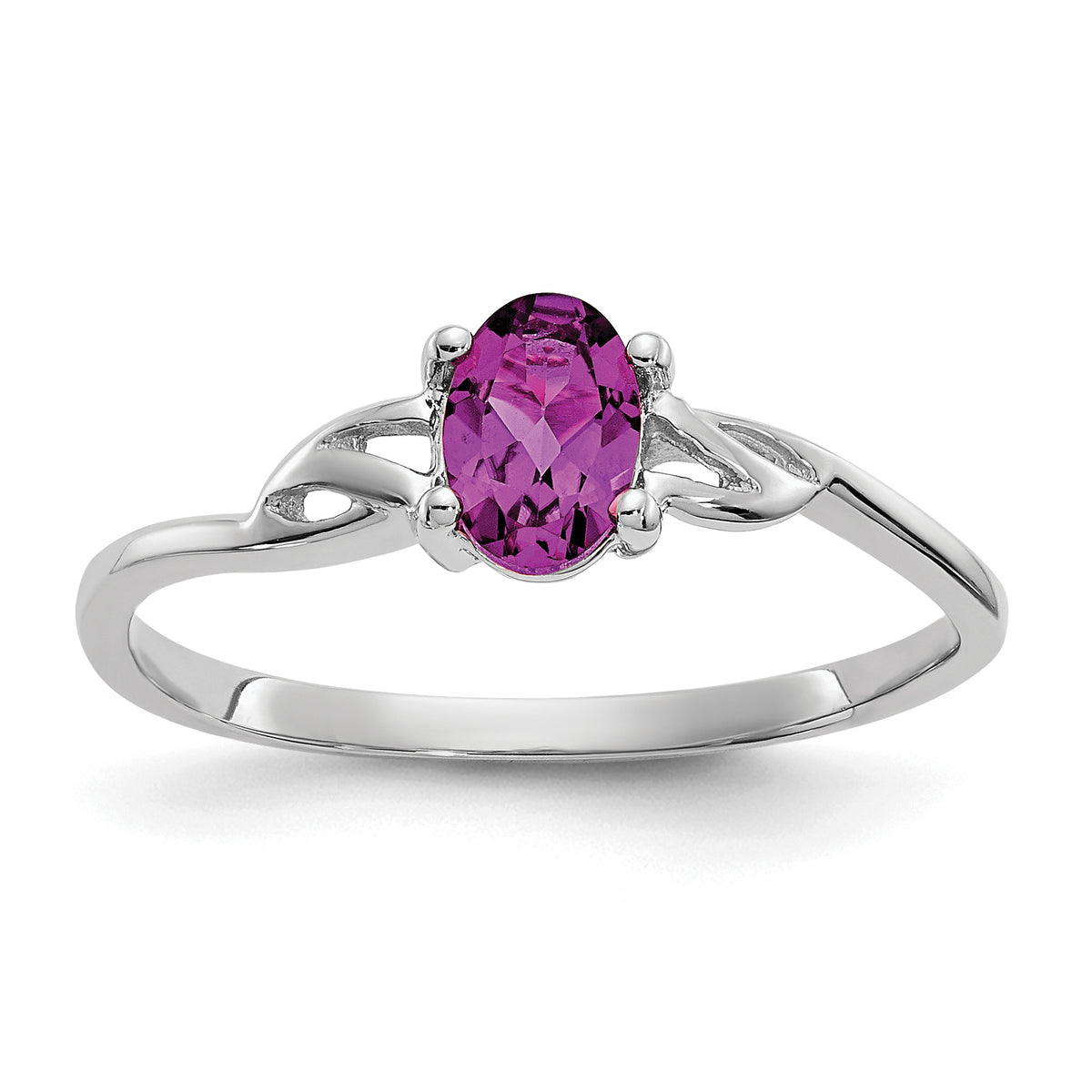10k White Gold Polished Genuine Rhodolite Garnet Birthstone Ring