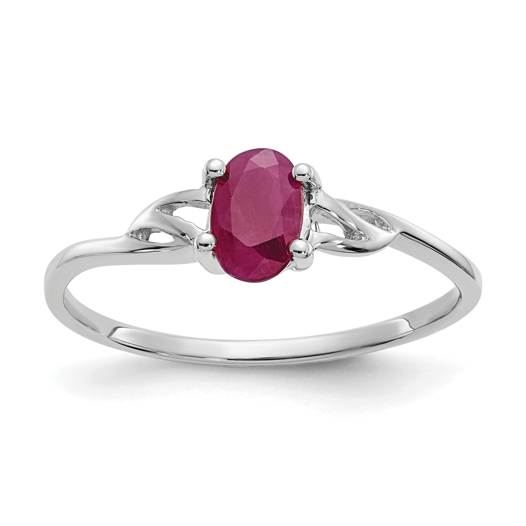 10k White Gold Polished Genuine Ruby Birthstone Ring Main image