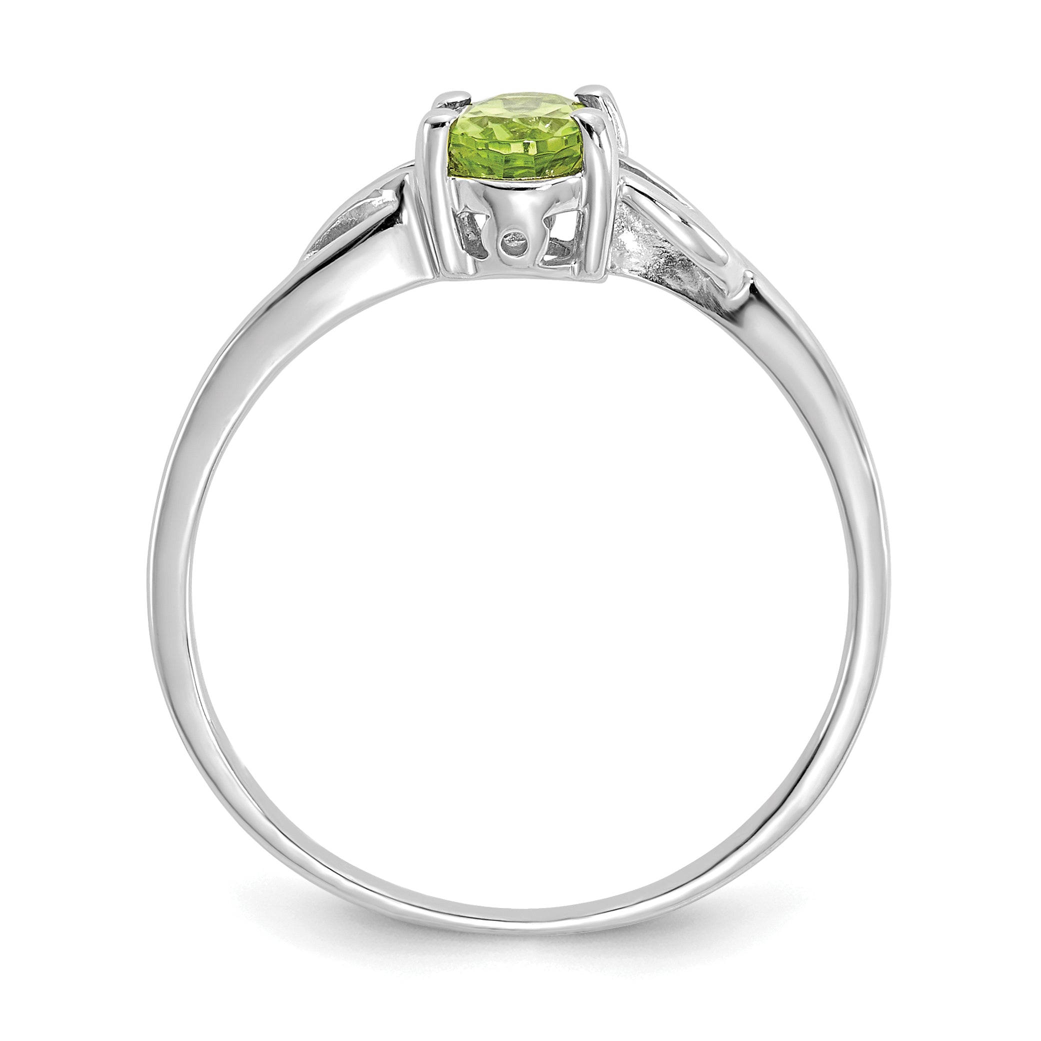 10k White Gold Polished Genuine Peridot Birthstone Ring Secondary image