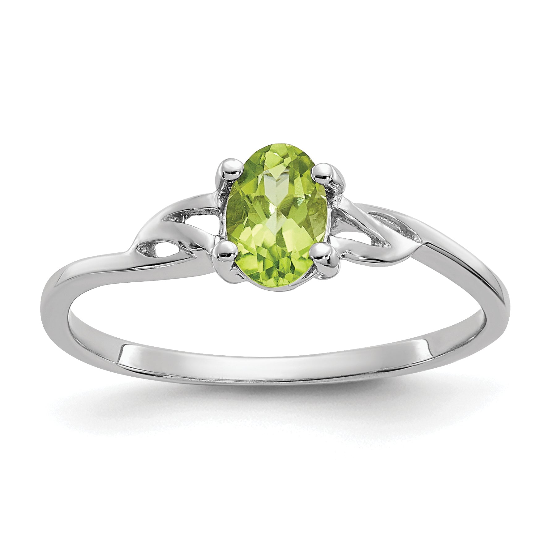10k White Gold Polished Genuine Peridot Birthstone Ring Main image