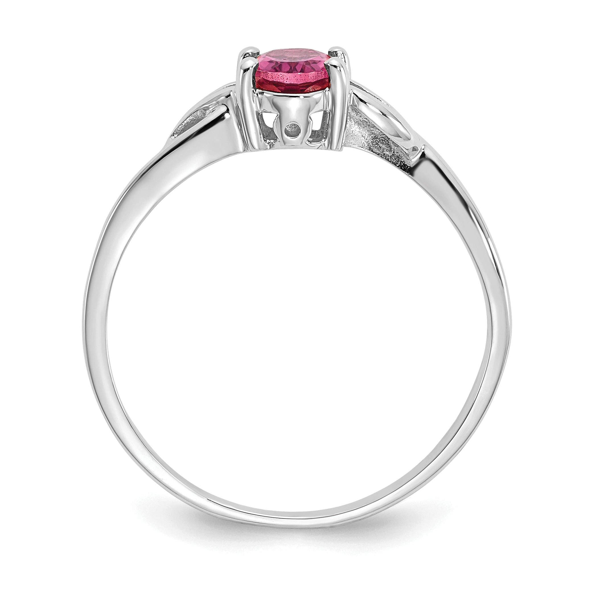 10k White Gold Polished Genuine Pink Tourmaline Birthstone Ring Secondary image