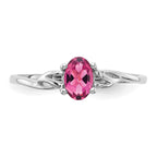 10k White Gold Polished Genuine Pink Tourmaline Birthstone Ring