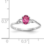 10k White Gold Polished Genuine Pink Tourmaline Birthstone Ring