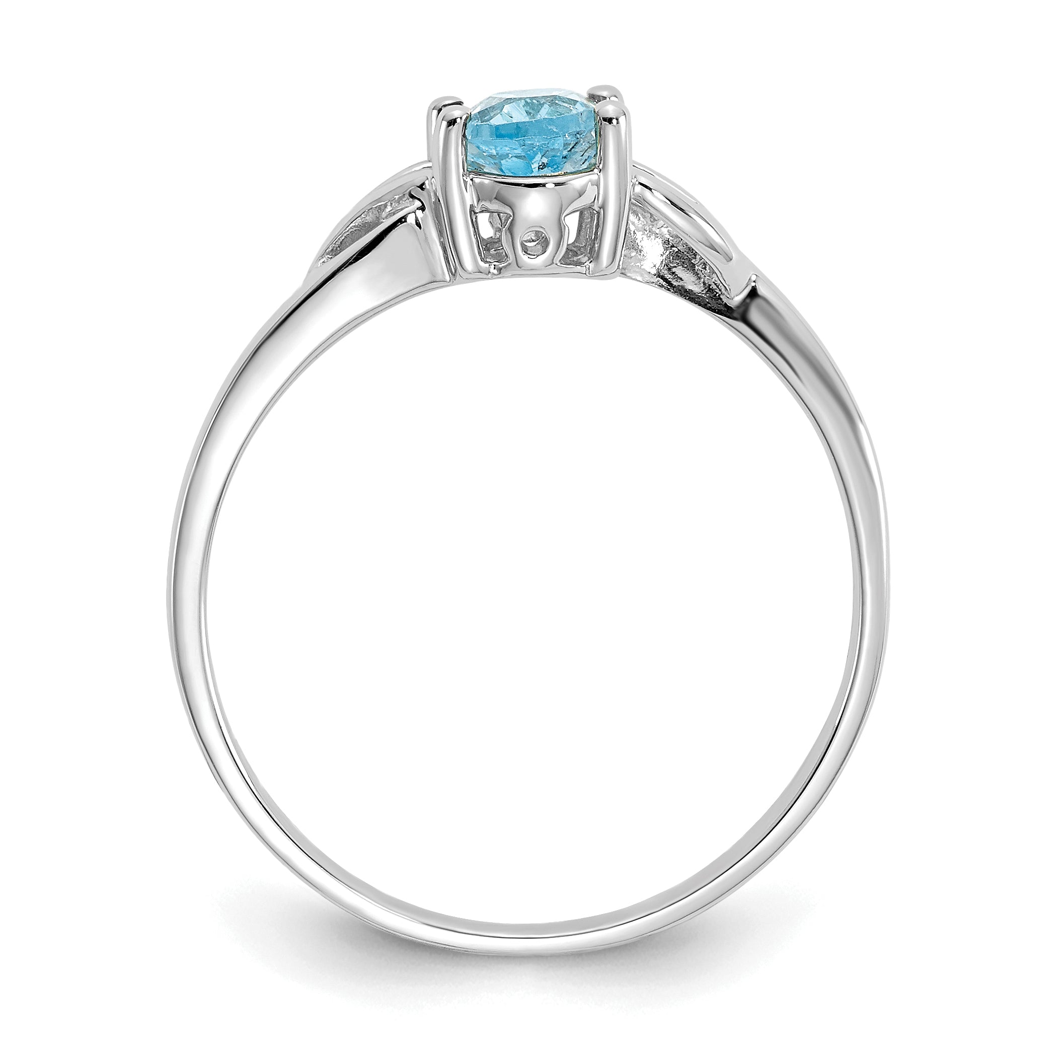 10k White Gold Polished Genuine Blue Topaz Birthstone Ring Secondary image
