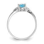 10k White Gold Polished Genuine Blue Topaz Birthstone Ring