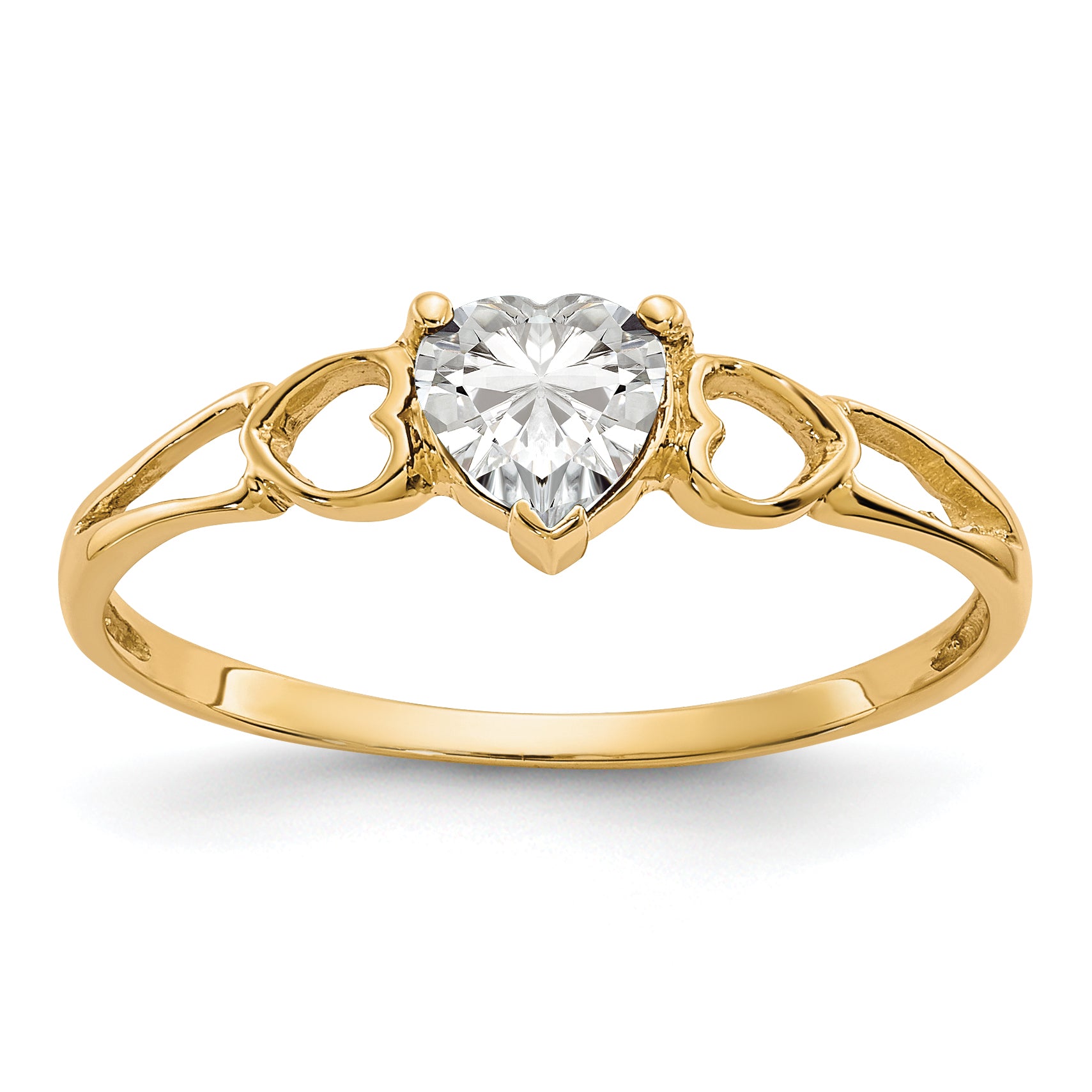 10k Polished Genuine White Topaz Birthstone Ring Main image