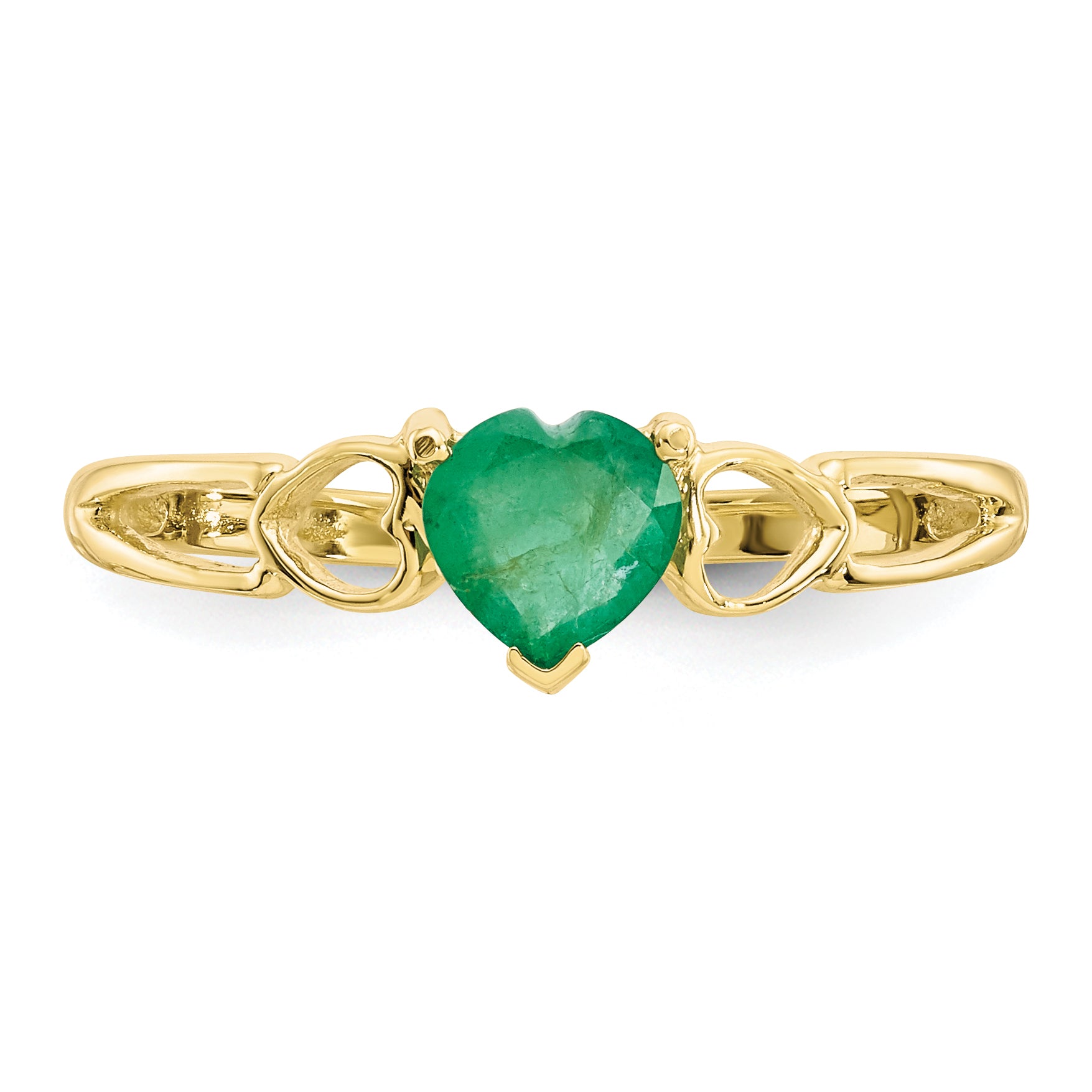 10k Polished Genuine Emerald Birthstone Ring
