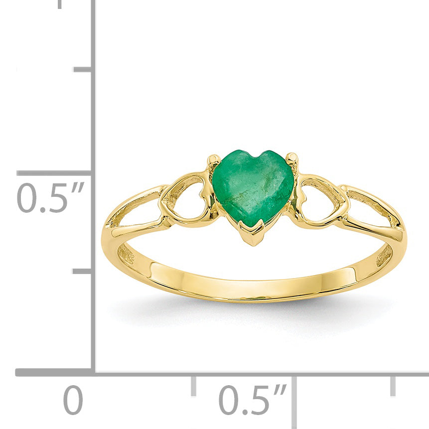 10k Polished Genuine Emerald Birthstone Ring