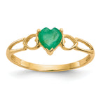 10k Polished Genuine Emerald Birthstone Ring