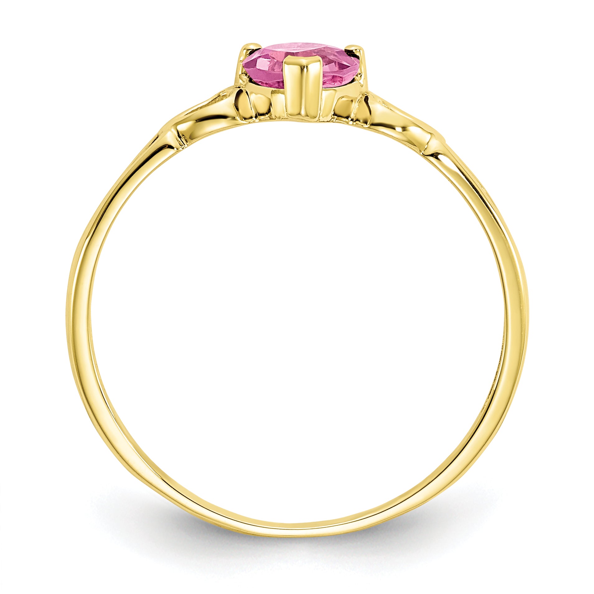 10k Polished Genuine Pink Tourmaline Birthstone Ring Secondary image
