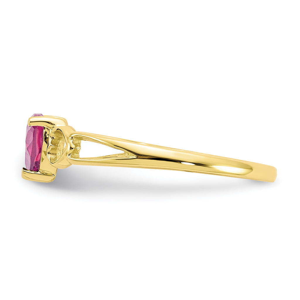 10k Polished Genuine Pink Tourmaline Birthstone Ring