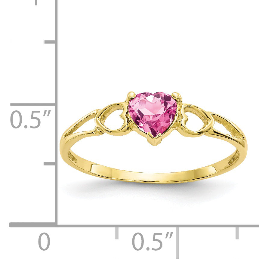 10k Polished Genuine Pink Tourmaline Birthstone Ring