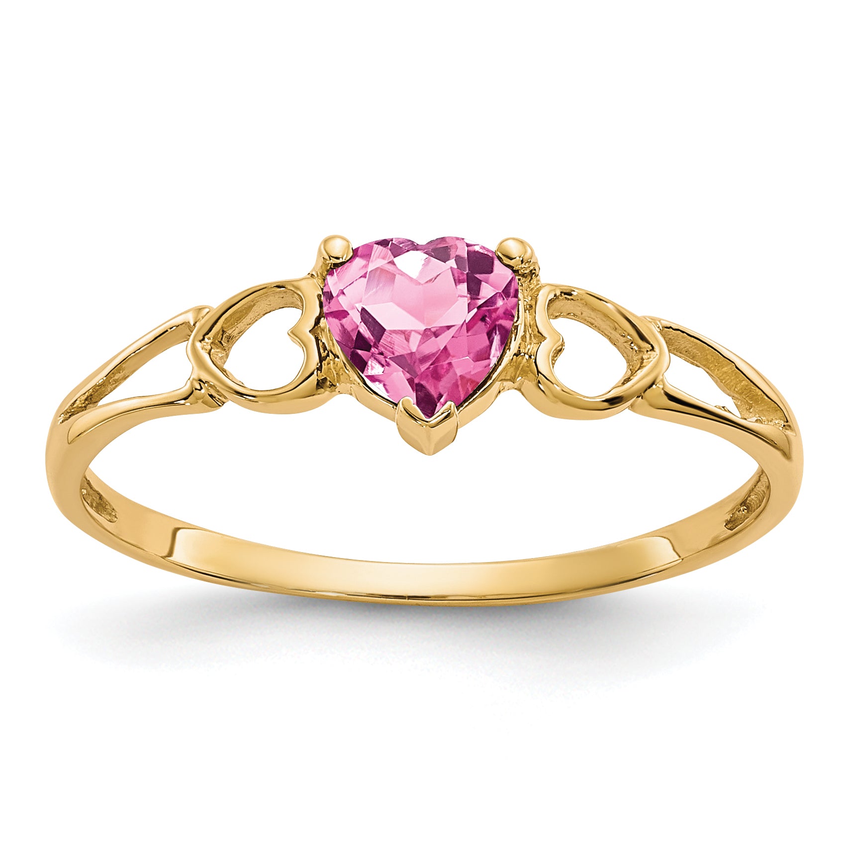 10k Polished Genuine Pink Tourmaline Birthstone Ring Main image