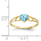 10k Polished Genuine Blue Topaz Birthstone Ring