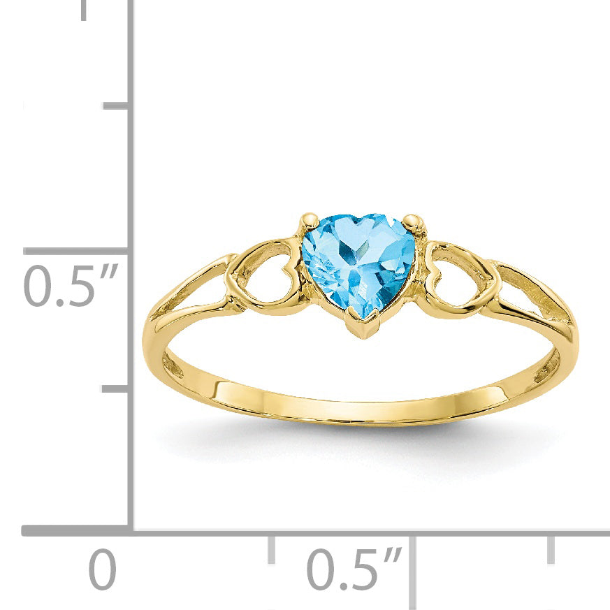 10k Polished Genuine Blue Topaz Birthstone Ring