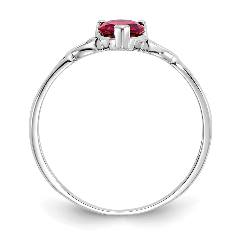 10 Karat White Gold Polished Genuine Garnet Birthstone Ring - View 2