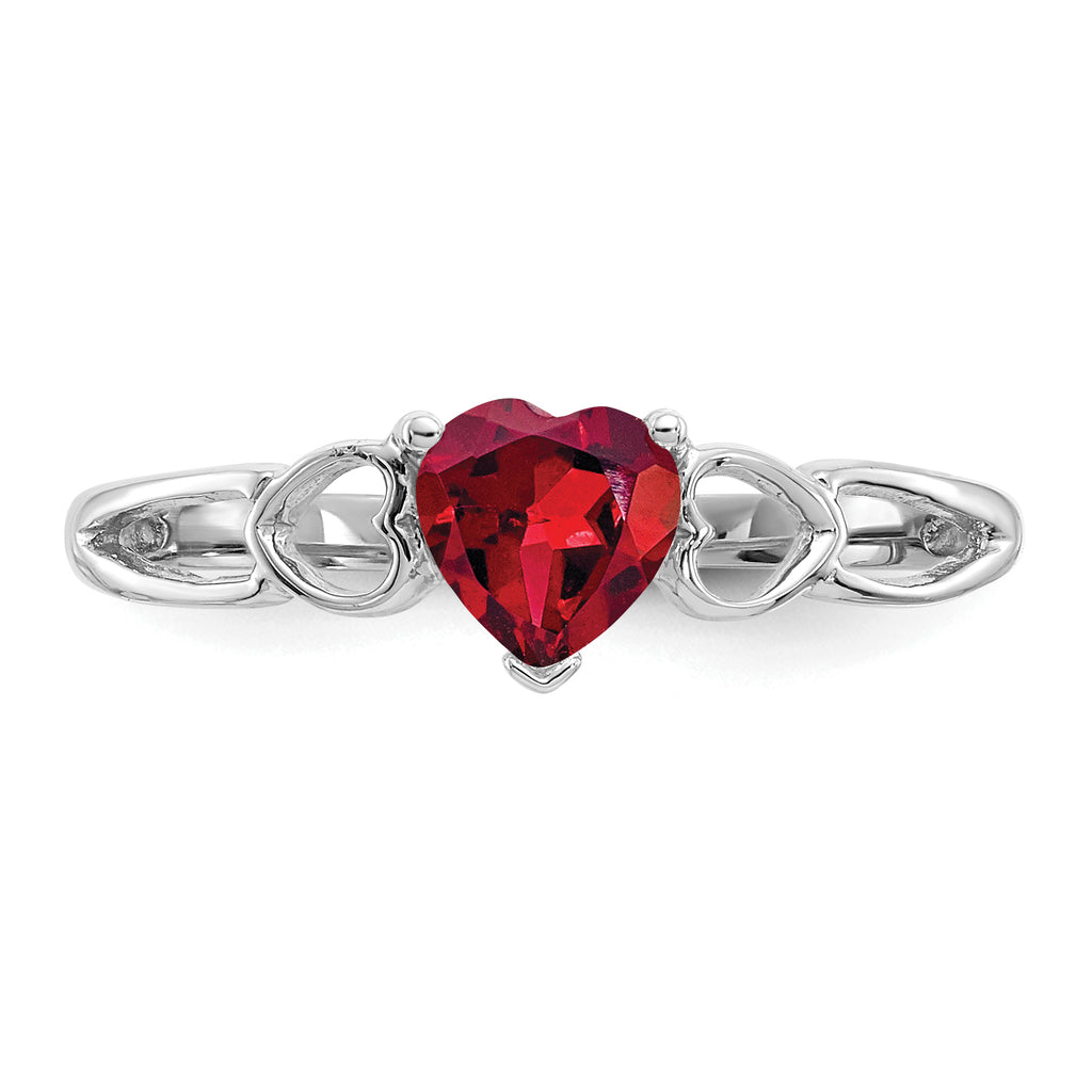 10 Karat White Gold Polished Genuine Garnet Birthstone Ring - View 4