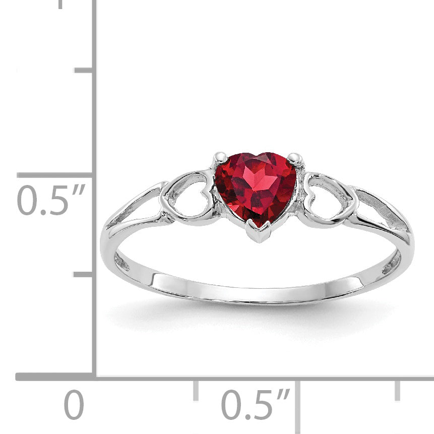 10 Karat White Gold Polished Genuine Garnet Birthstone Ring - View 5