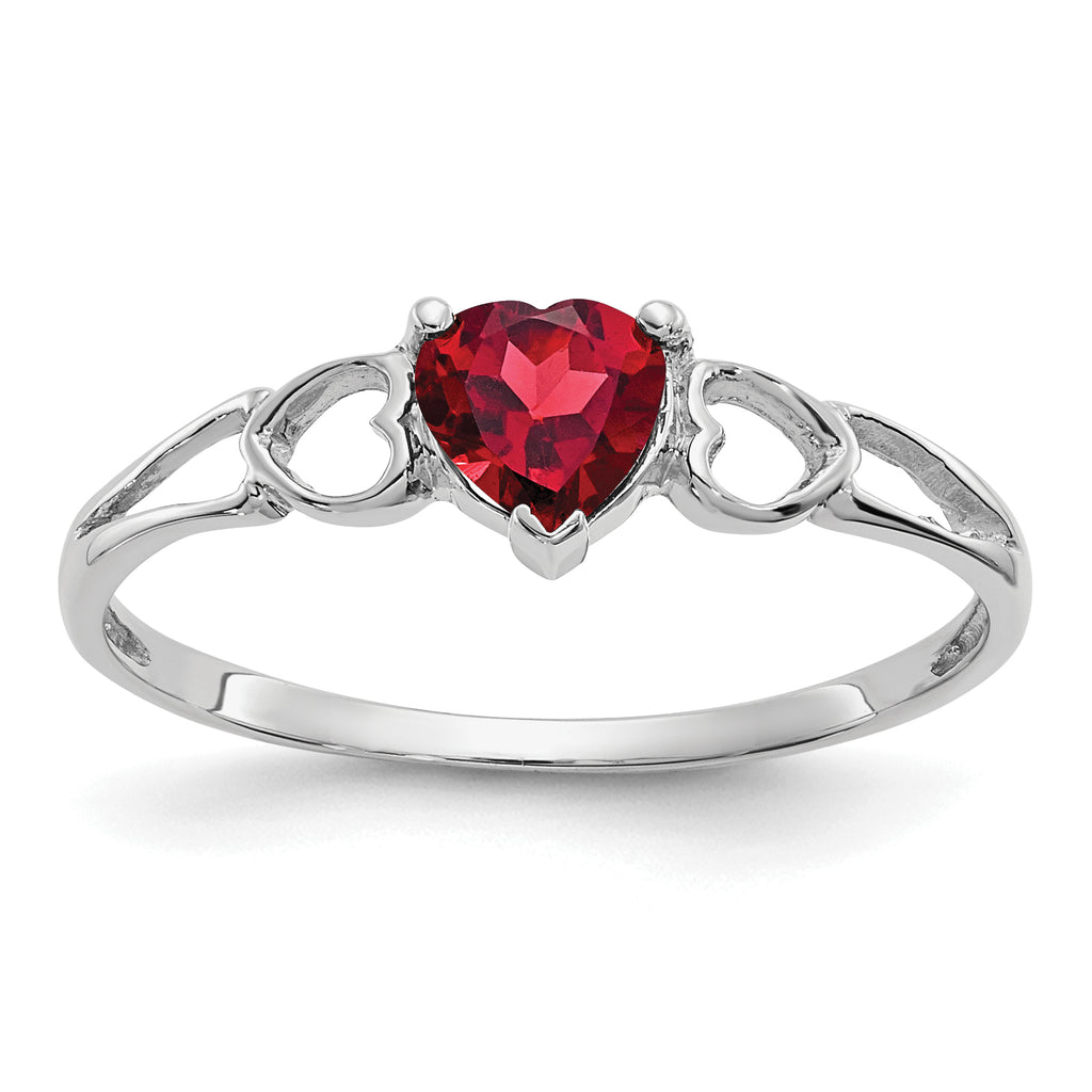 10 Karat White Gold Polished Genuine Garnet Birthstone Ring | Sophia Jewelers