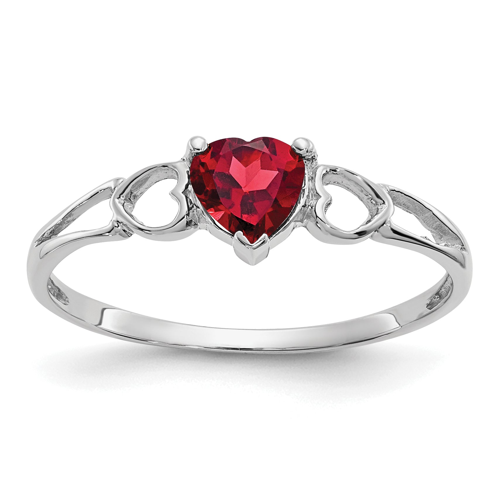 10 Karat White Gold Polished Genuine Garnet Birthstone Ring | Sophia Jewelers