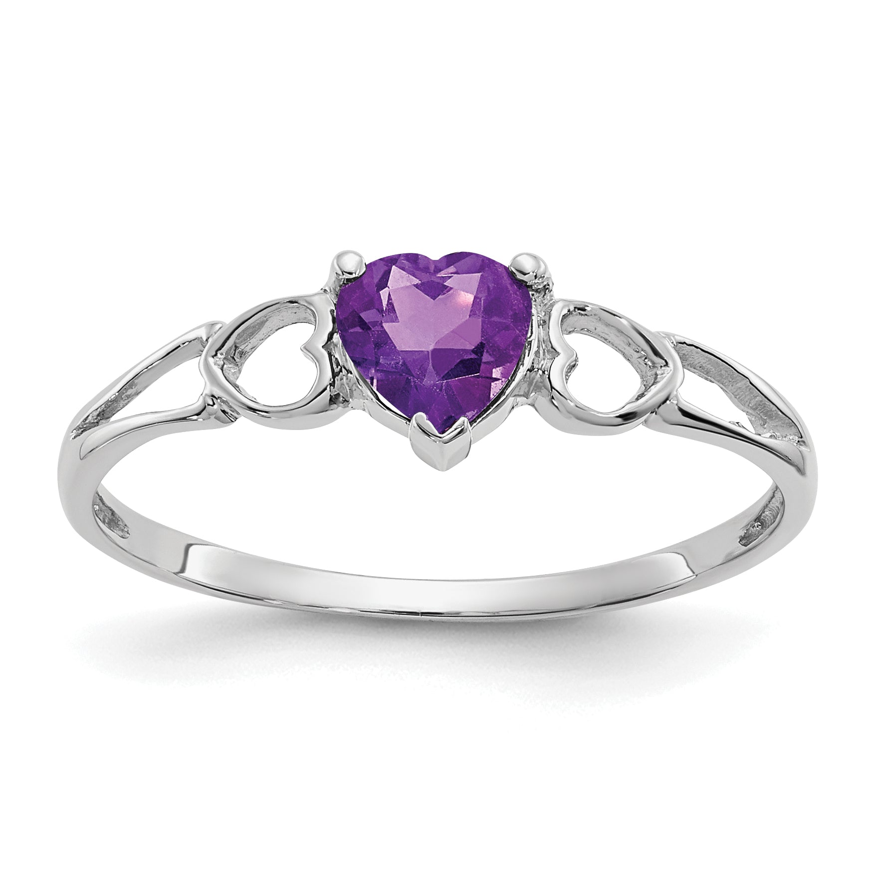 10k White Gold Polished Genuine Amethyst Birthstone Ring Main image