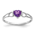 10k White Gold Polished Genuine Amethyst Birthstone Ring