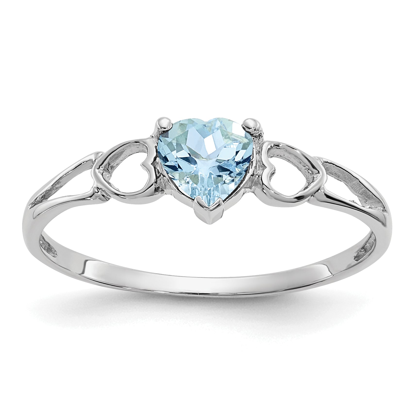 10k White Gold Polished Genuine Aquamarine Birthstone Ring Main image