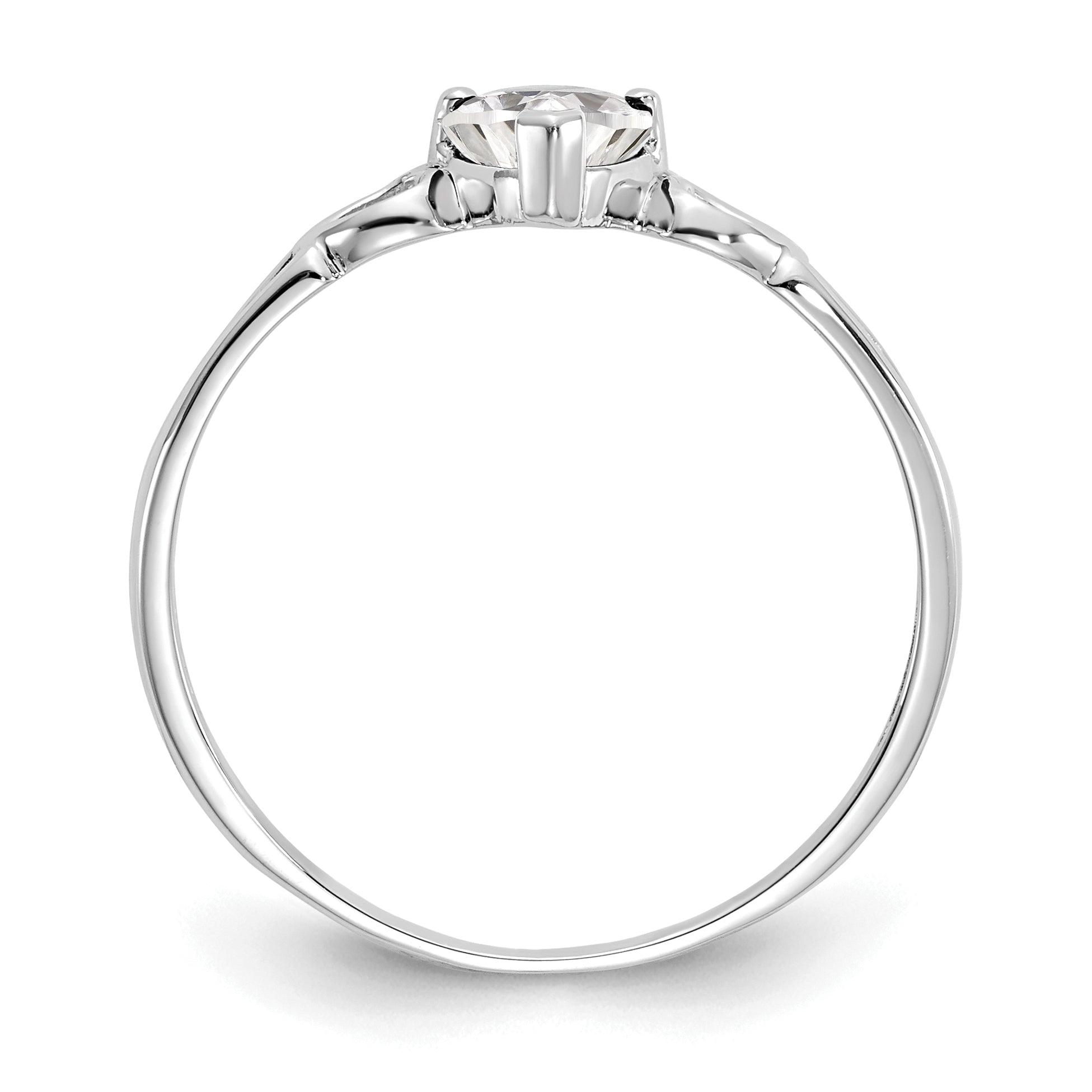 10k White Gold Polished Genuine White Topaz Birthstone Ring Secondary image