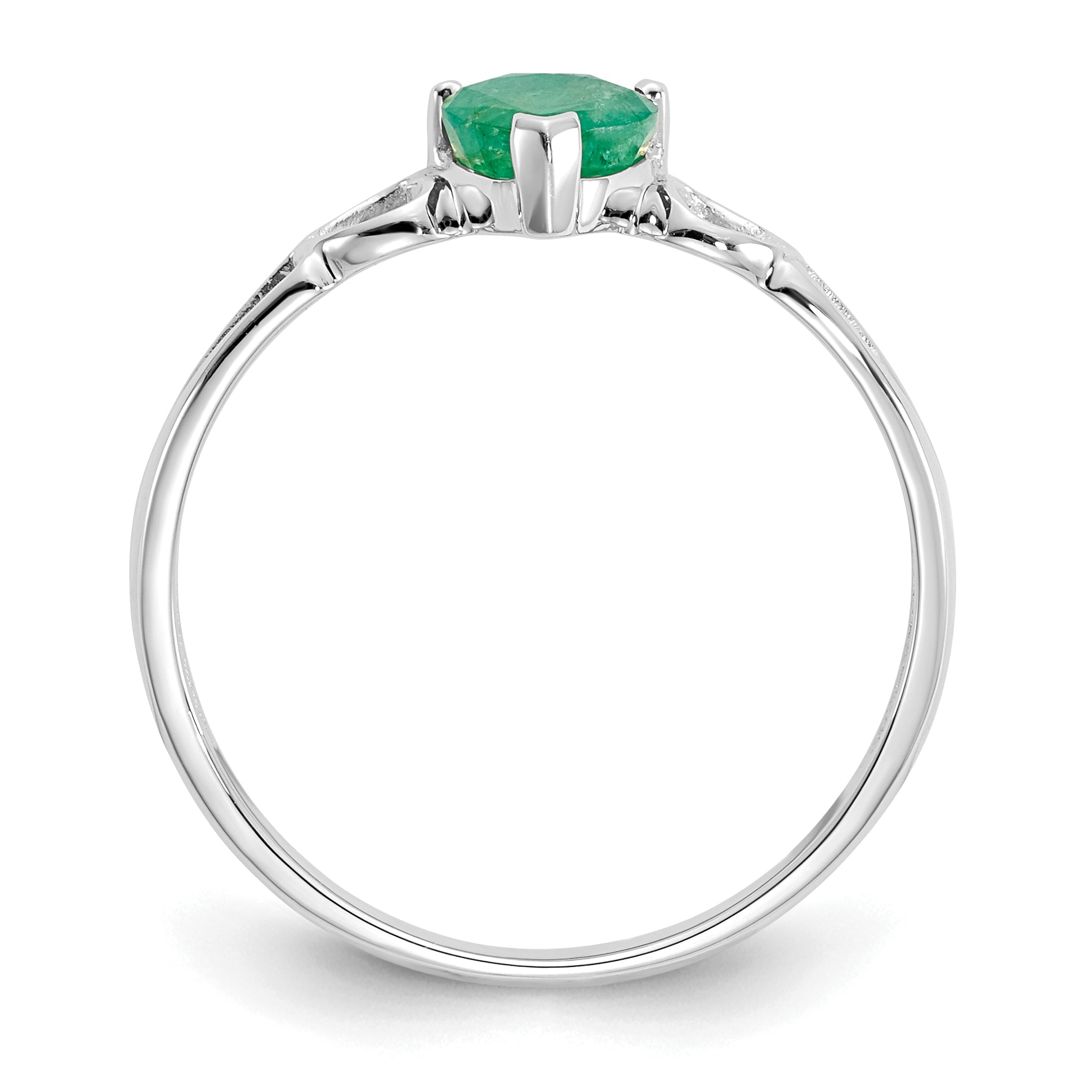 10k White Gold Polished Genuine Emerald Birthstone Ring Secondary image