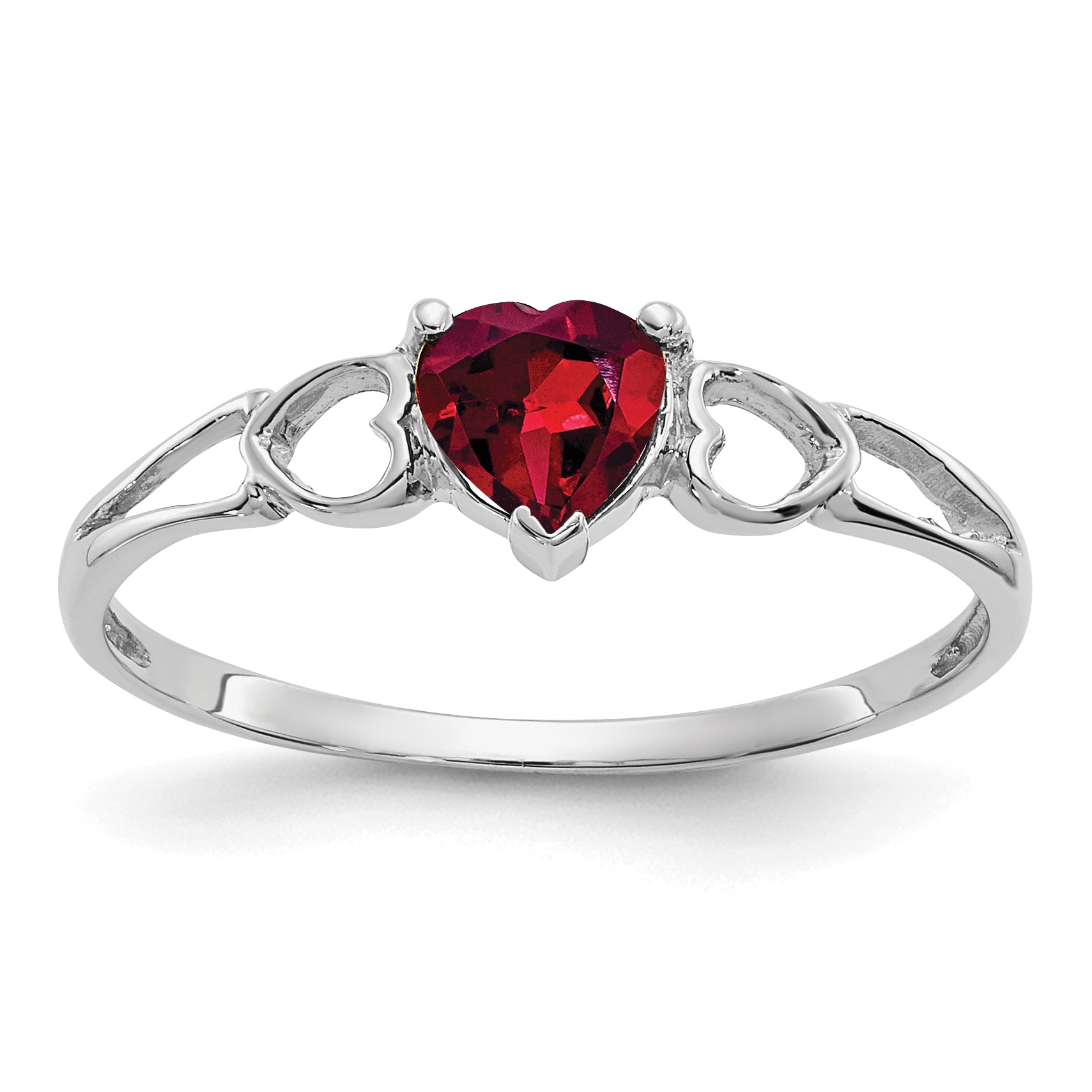 10k White Gold Polished Genuine Rhodolite Garnet Birthstone Ring Main image