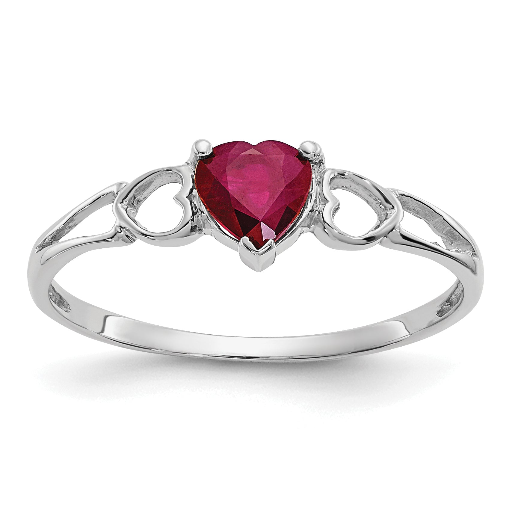 10k White Gold Polished Genuine Ruby Birthstone Ring Main image