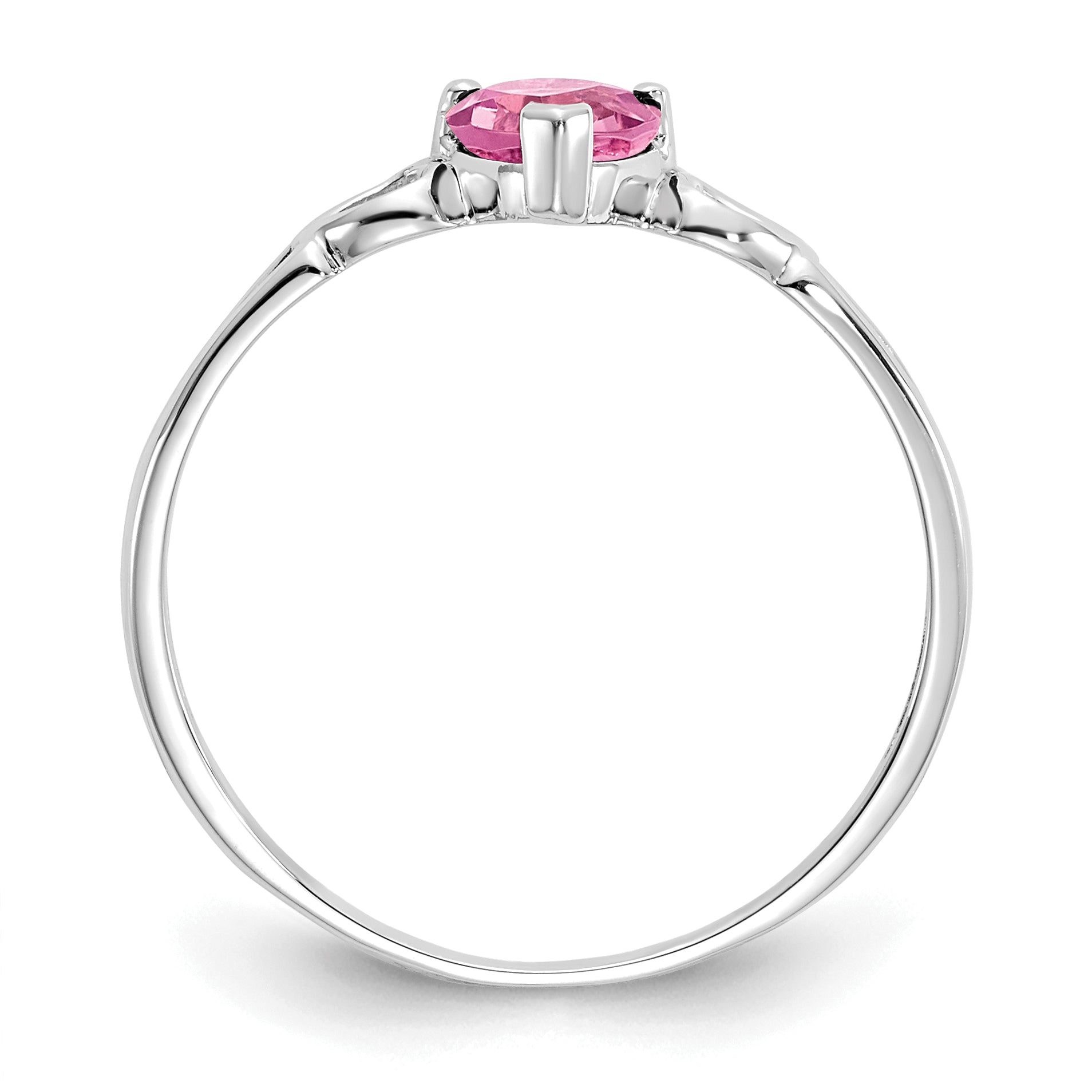 10k White Gold Polished Genuine Pink Tourmaline Birthstone Ring Secondary image