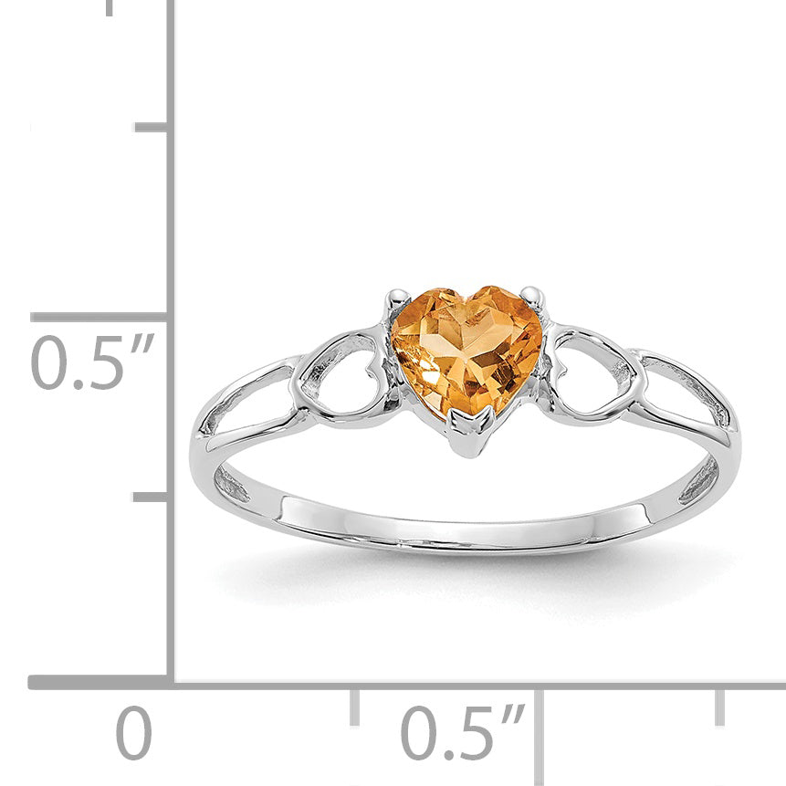 10k White Gold Polished Genuine Citrine Birthstone Ring
