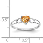 10k White Gold Polished Genuine Citrine Birthstone Ring