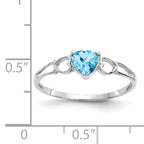 10k White Gold Polished Genuine Blue Topaz Birthstone Ring