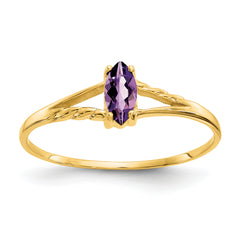 10k Polished Genuine Amethyst Birthstone Ring