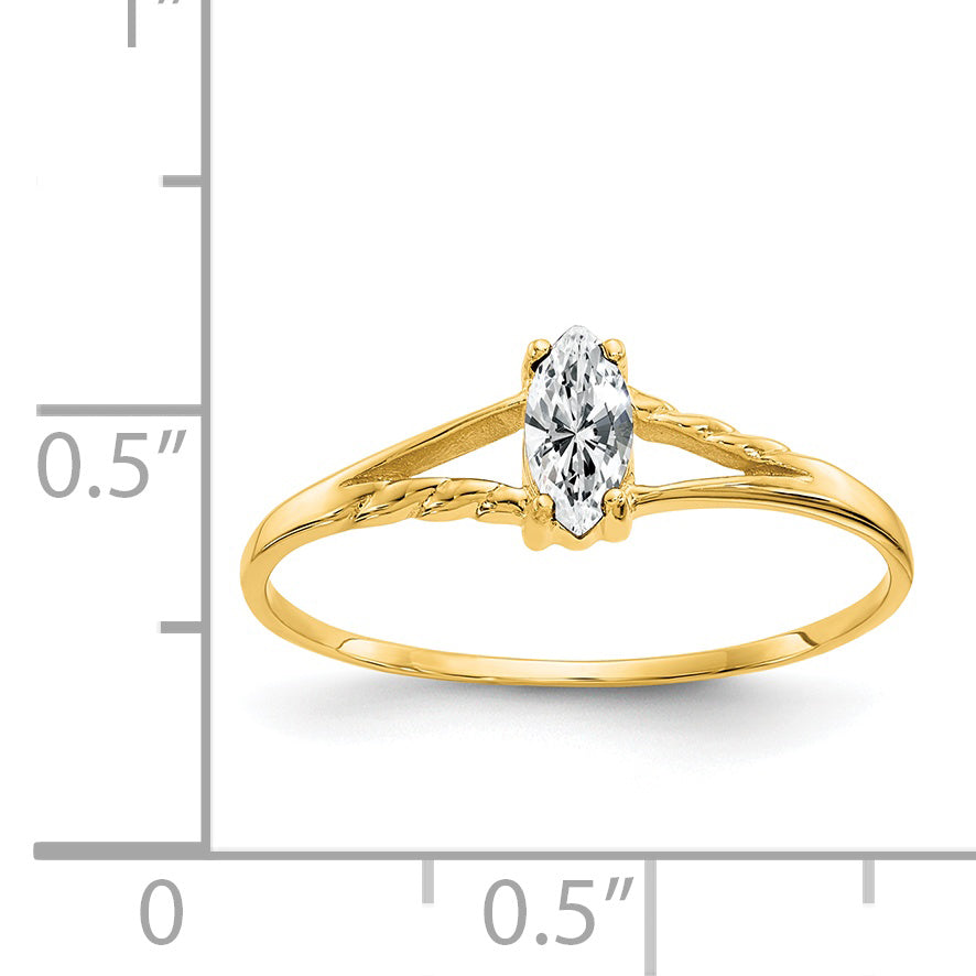 10k Polished Genuine White Topaz Birthstone Ring