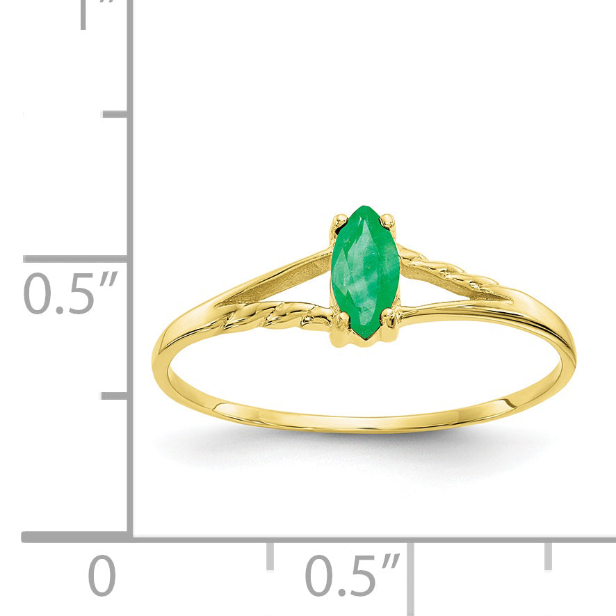 10k Polished Genuine Emerald Birthstone Ring