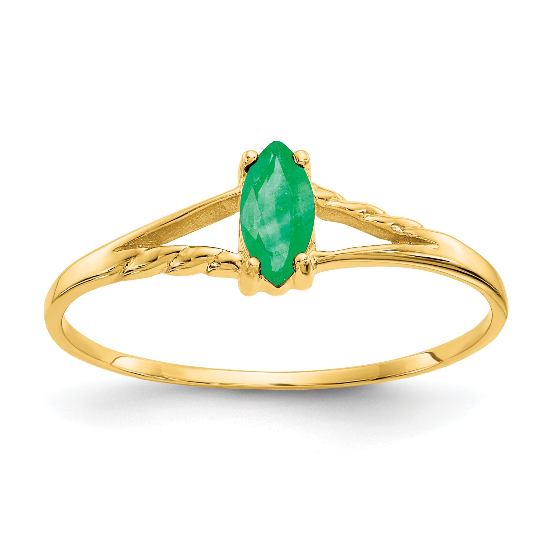 10k Polished Genuine Emerald Birthstone Ring Main image