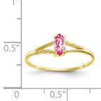 10k Polished Genuine Pink Tourmaline Birthstone Ring