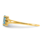 10k Polished Genuine Blue Topaz Birthstone Ring