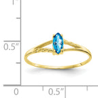 10k Polished Genuine Blue Topaz Birthstone Ring