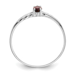 10 Karat White Gold Polished Genuine Garnet Birthstone Ring - View 2