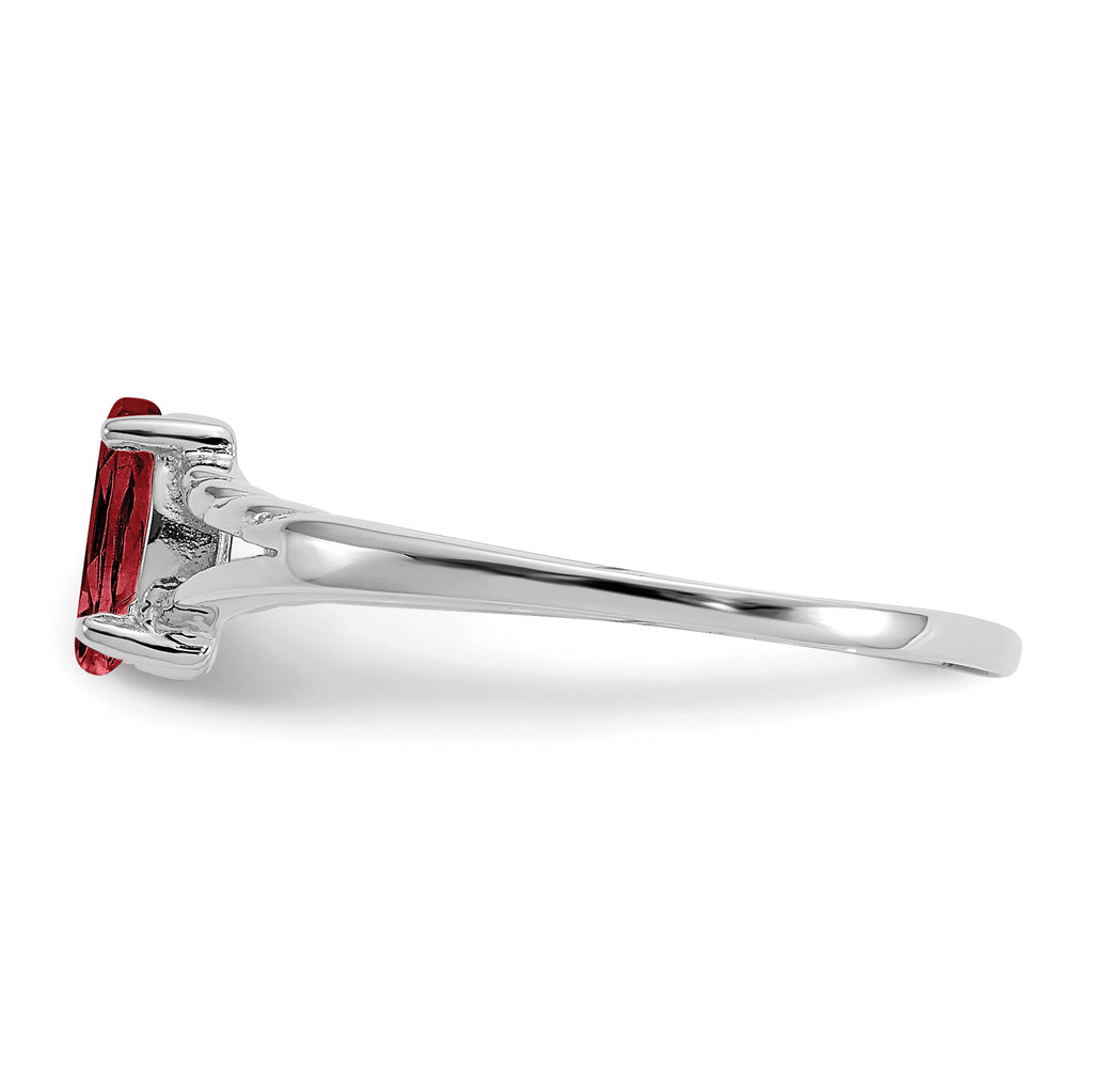 10 Karat White Gold Polished Genuine Garnet Birthstone Ring - View 3